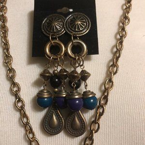 Bronze-colored Pendant necklace and earrings